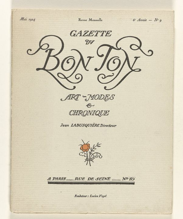 The cover of the Gazette du Bon Ton, May 1924, with the date at the top