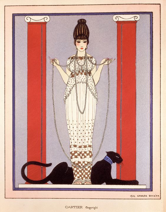 George Barbier's Lady with Panther, drawn for Cartier in 1914