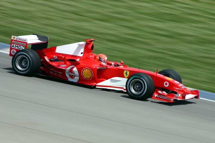 Michael Schumacher driving the Ferrari F2004 in 2004